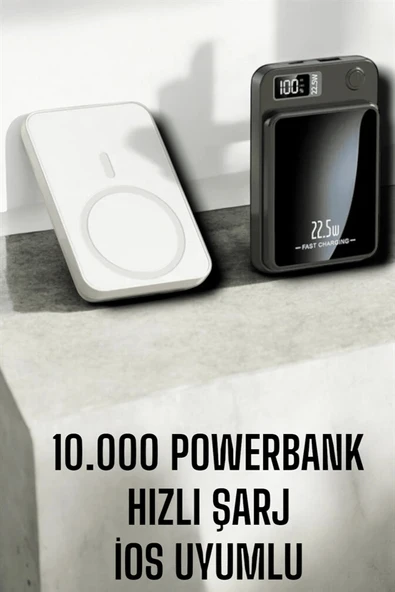 22.5W Magsafe Kablosuz Şarjlı Powerbank Dijital Ekran ve Hızlı Şarj - Resim 3