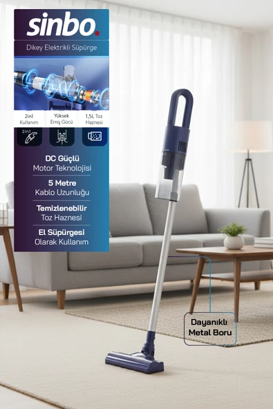 Sinbo SVC-8628 Kablolu Dikey Elektrikli Süpürge - Mavi - 1