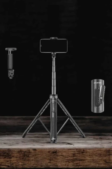 Tripod Kablosuz Bluetooth Bağlantılı Selfie Çubuğu 360 Derece Dönebilen - Resim 5