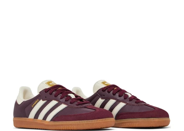 Adidas Samba OG Maroon Gold Metallic - Resim 5