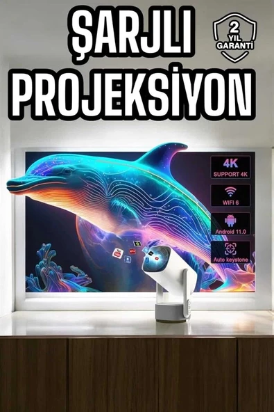 Taşınabilir Sinema Oyun Projektörü Akıllı Projeksiyon Android 11 - Resim 2