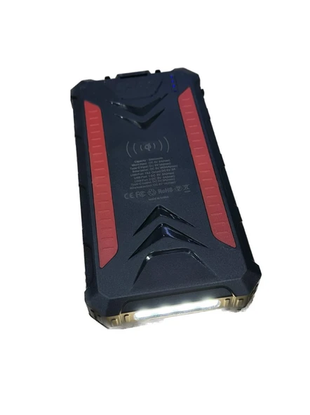 Güneş Enerjili Wireless Özellikli 20000 mAh  Solar Powerbank - 2+1 Çıkışlı - 3