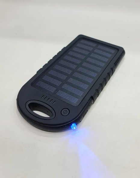 10000 Mah Solar Güneş Enerjili 12 Led Işıklı Flaşörlü Powerbank - 3