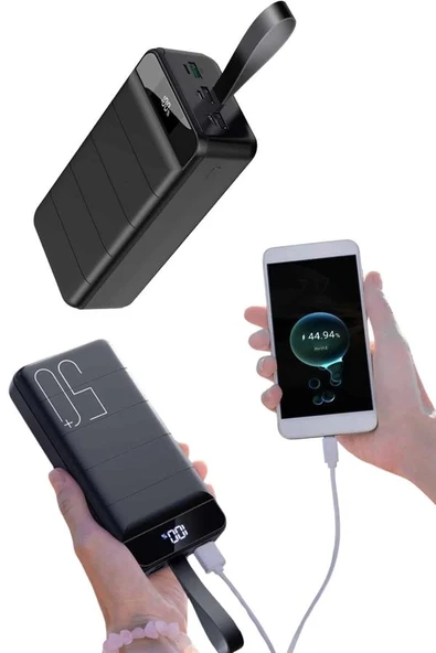 Taşınabilir Powerbank 50.000 mAh 4 Girişli Hızlı Şarj Led Göstergeli Fenerli Şarj - 1