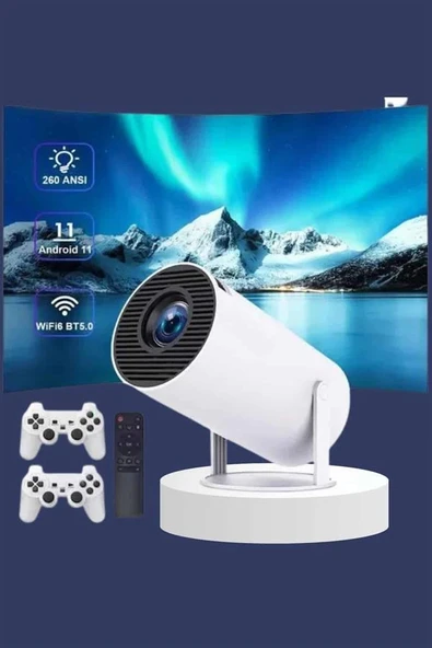 Projeksiyon Cihazı Video Oyun Konsolu Projektör Taşınabilir Ayaklı Çift Kollu 4K Çözünürlüklü ürün görseli 1