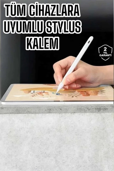 Dokunmatik Kalem Beyaz Şarjlı Yedek Uçlu Android ve İOS Uyumlu - Resim 2