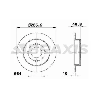 Mitsubıshı Arka Fren Diski (aynası) Duz Mitsubıshı Carısma 1995-2006 Volvo / S40 95-> V40 95-> Duz (260mm) - Braxıs Ae0579 - Resim 1