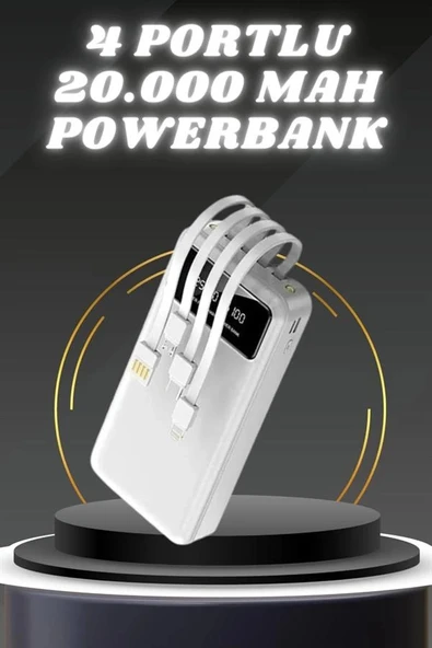 Powerbank Şarj Cihazı 4 Çıkışlı 20.000 MAH Powerbank Kompakt Yüksek Kapasiteli Hızlı Şarj - Resim 2