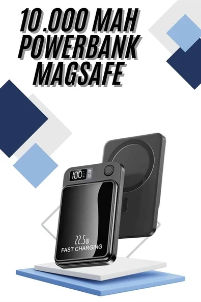 Magsafe Powerbank 10.000 mAh 22.5 Watt Hızlı Şarj Göstergeli Kablosuz Taşınabilir Şarj - Resim 2