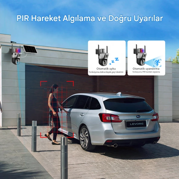 SIM735 Solar Güvenlik Kamerası Türkçe 4G Sim Kartlı PTZ Hareketli Gece Görüşlü Güneş Panelli Kamera - 8
