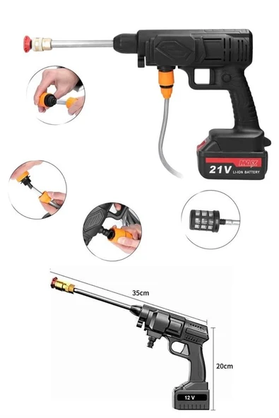 Akülü Oto Araç Yıkama Yüksek Basınçlı Araba Yıkama Makinesi Şarjlı - Resim 4