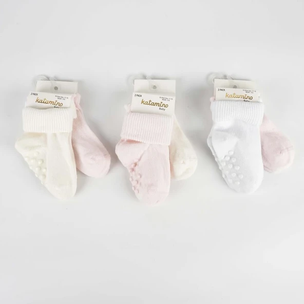 Katamino Cenet 2'li Abs'li Kız Bebek Soket Çorap K44048 Asorti - Resim 2
