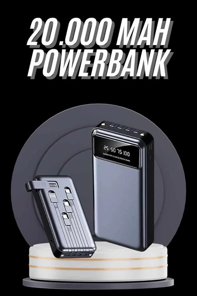 Hızlı Şarj Özellikli 20.000 Mah Dijital Göstergeli USB Girişli Android ve İOS Uyumlu Powerbank - Resim 2