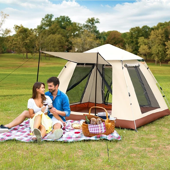 OXFORT KUMAŞ 4 Kişilik Tam Otomatik Tenteli Kare Kamp Çadırı 210*210*140 - 3