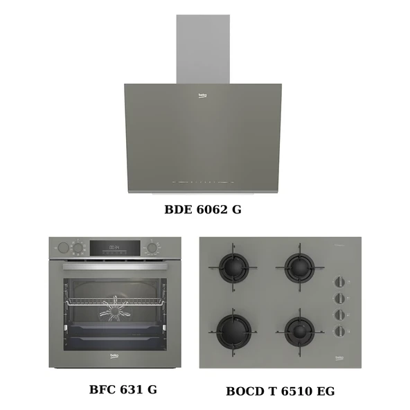 Beko Gri Ankastre Set (Bde 6062 G + Bocd T 6510 Eg + Bfc 631 G) - 1