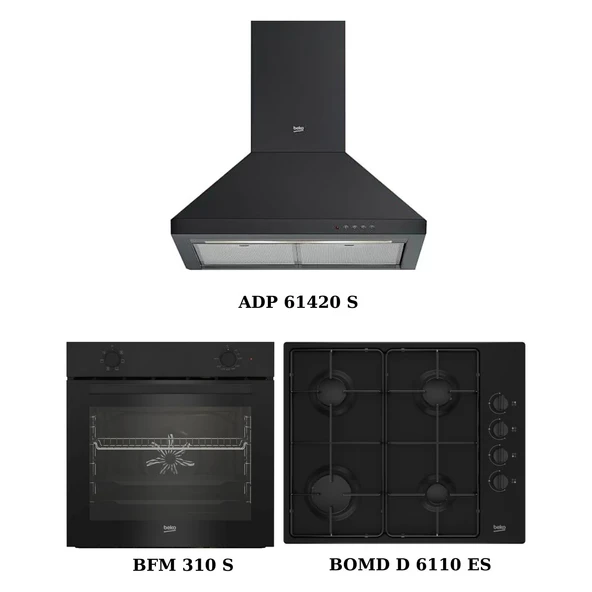 Beko Siyah Ankastre Set (Adp 61420 S + Bomd D 6110 Es + Bfm 310 S) - 1