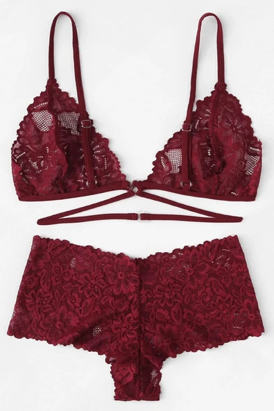 Kadın Bordo Özel Şık Sütyen Külot Takımı - Resim 2