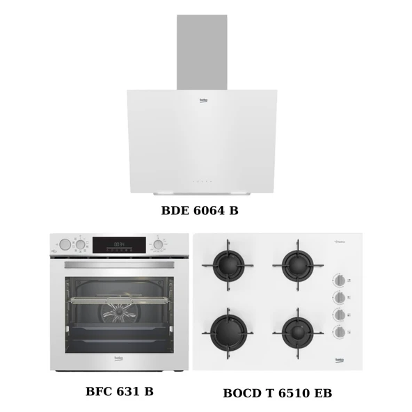 Beko Beyaz Cam Digital Ankastre Set (Bde 6064 B + Bocd T 6510 Eb + Bfc 631 B) - 1