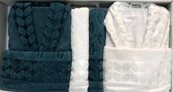 Fecr Royam %100 Pamuk Kadife Aile Bornoz Seti ürün görseli