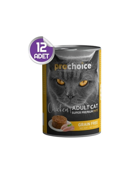 Pro Choice Prochoice Tavuk Etli Tahılsız Pate Yetişkin Kedi Konservesi 400 gr X12 ürün görseli 1