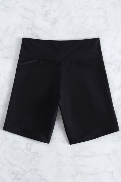 Kadın Siyah Önden Bağcıklı Deniz Şortu - Resim 2
