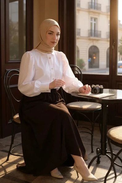 Kadın Kahverengi Double Kumaş Beli Lastikli Cepli Etek - 5