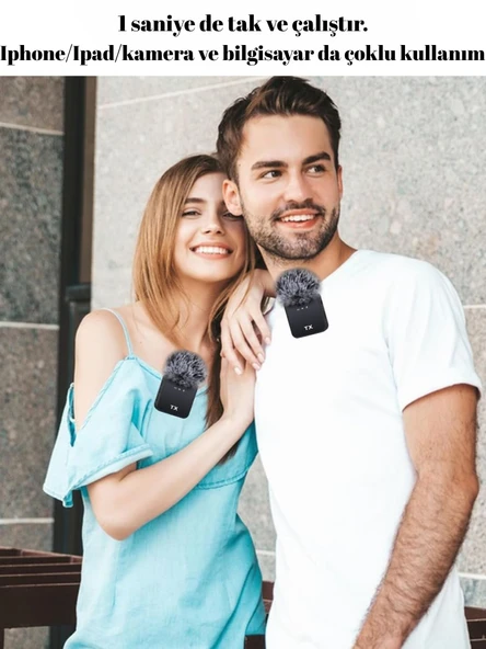 Plentiful Çoklu Giriş Kablosuz Çiftli Yaka Mikrofonu - Resim 5