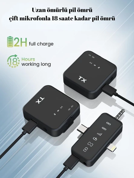 Plentiful Çoklu Giriş Kablosuz Çiftli Yaka Mikrofonu - Resim 4