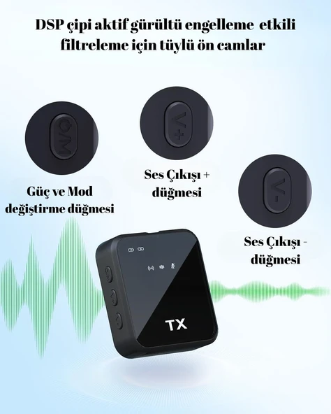 Plentiful Çoklu Giriş Kablosuz Çiftli Yaka Mikrofonu - Resim 2