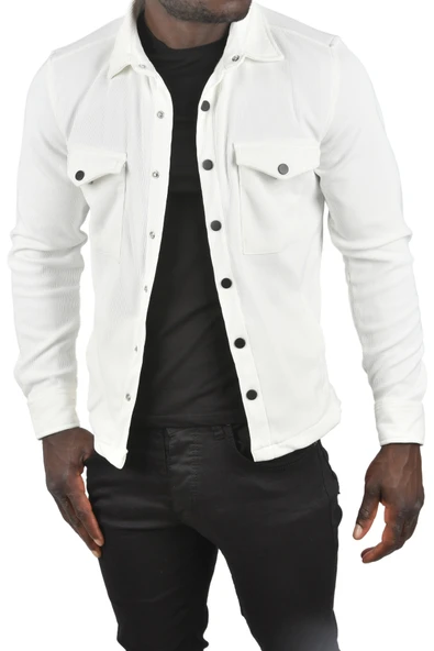 DeepSEA Örme Kumaş Gömlek Yaka Cepli Çıtçıtlı Slim Fit Spor Ceket 2500558 - 4