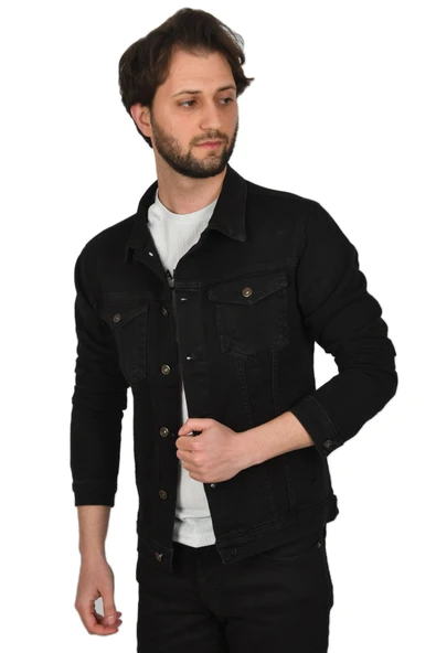 DeepSEA Likralı Slim Fit Kot Mont Jean Ceket 2304001 - 4