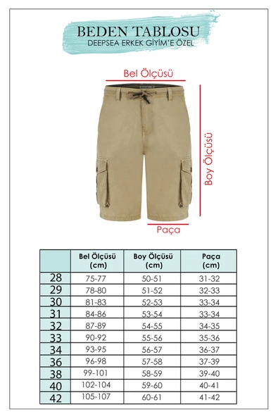 DeepSEA Yeni Sezon Yan Cep Fermuarlı Slim Fit Kargo Şort Kapri 2301613 - Resim 3