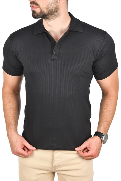 DeepSEA Slim Fit Polo Yaka Tişört Dar Kesim Likralı Yakalı Tişört 2501215 - Resim 2