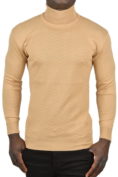 DeepSEA Zigzag Desenli Tam Balıkçı Yaka Dar Kesim Boğazlı Triko Kazak 2505497 - 10