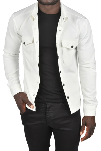 DeepSEA Kalın Örme Kumaş Gömlek Yaka Çıtçıtlı Cepleri Kapaklı Likralı Dar Kesim Spor Ceket 2501559 - 2