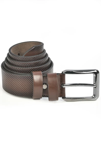 DeepSEA 4 cm Eninde Nokta Desenli Suni Deri Kemer 2402610 - Resim 3