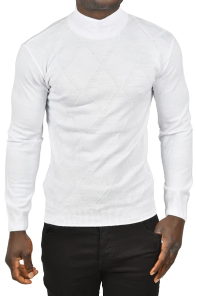 DeepSEA Baklava Desenli Yarım Balıkçı Yaka Boğazlı Triko Kazak 2505508 ürün görseli