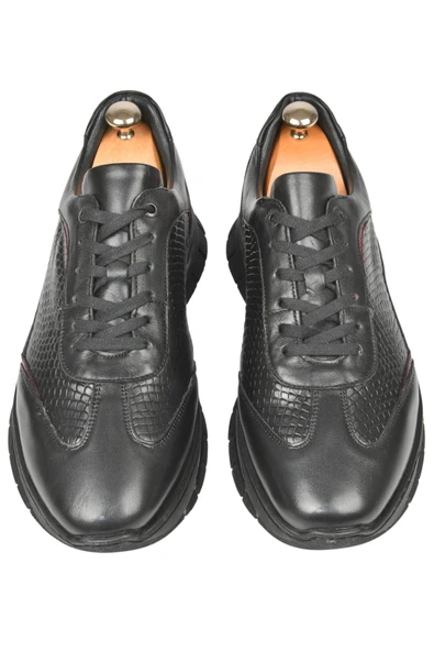 DeepSEA Desenli Bağcıklı Yüksek Taban Deri Spor Ayakkabı Casual Sneaker 2509994 - 2