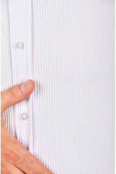 DeepSEA Slim Fit Likralı Spor Gömlek Dar Kesim Jakar Kumaş Kısa Kol Gömlek 2500804 - Resim 4