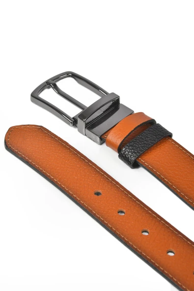 DeepSEA Çift Taraflı Hakiki Deri Spor Kemer Dönen Tokalı 4 cm  Orjinal Deri Kemer 2502630 - Resim 10