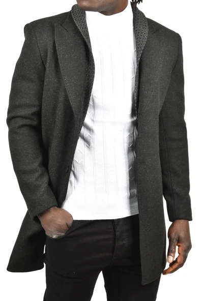 DeepSEA Çift Yaka Yakası Çıkabilen Dar Kesim Düğmeli Uzun Kaşe Kaban 2407001 - 4