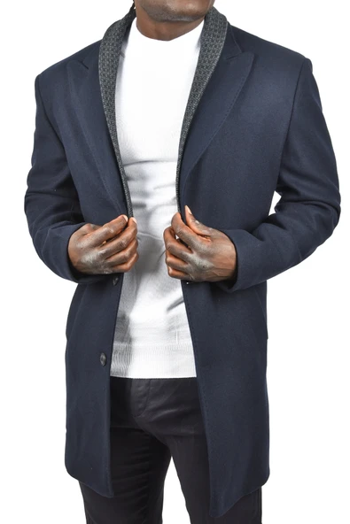 DeepSEA Çift Yaka Yakası Çıkabilen Dar Kesim Düğmeli Uzun Kaşe Kaban 2407001 - 6