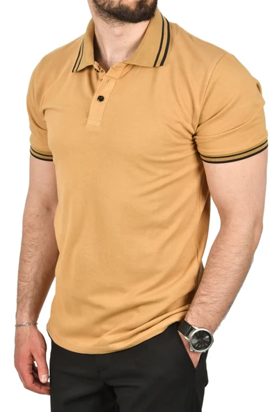 DeepSEA Slim Fit Pamuklu Kumaş Polo Yaka Tişört Nefes Alan Dar Kesim Kıvrılmaz Yaka Tişört 2503021 - 11