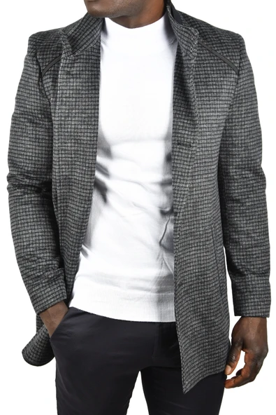 DeepSEA Pötikare Desenli Dik Yaka Dar Kesim Hakim Yaka Kaşe Kaban 2407003 - Resim 9