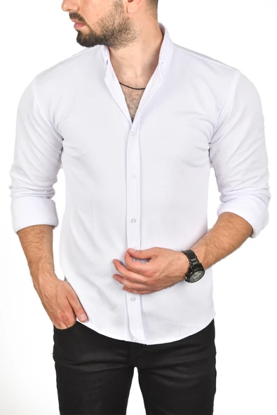 DeepSEA Slim Fit Dar Kesim Pamuklu Spor Gömlek Jakar Kumaş Likralı Gömlek 2500552 ürün görseli