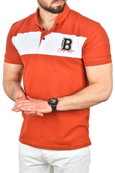 DeepSEA Erkek Slim Fit Nefes Alan Pamuklu Kumaş Dar Kesim Kıvrılmaz Yaka Polo Yaka Tişört 2503019 - Resim 2