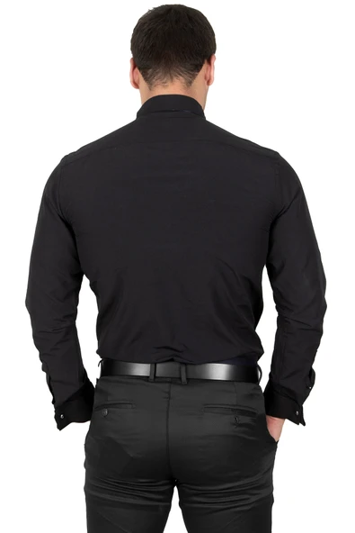 DeepSEA Ata Yaka Kol Düğmeli Biyeli Damatlık Gömlek 2309478 - Resim 6