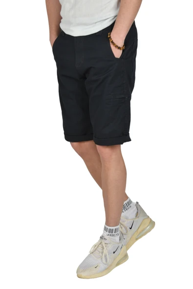 DeepSEA Yeni Sezon Yan Cep Fermuarlı Slim Fit Kargo Şort Kapri 2301613 - Resim 2