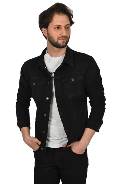 DeepSEA Likralı Slim Fit Kot Mont Jean Ceket 2304001 - 1