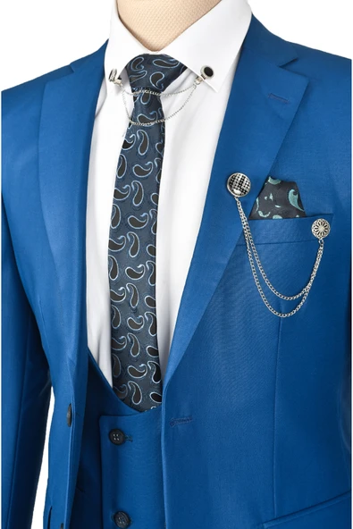 DeepSEA İtalyan Kesim Çift Yırtmaç 3lü Takım Elbise 2300528 - Resim 11